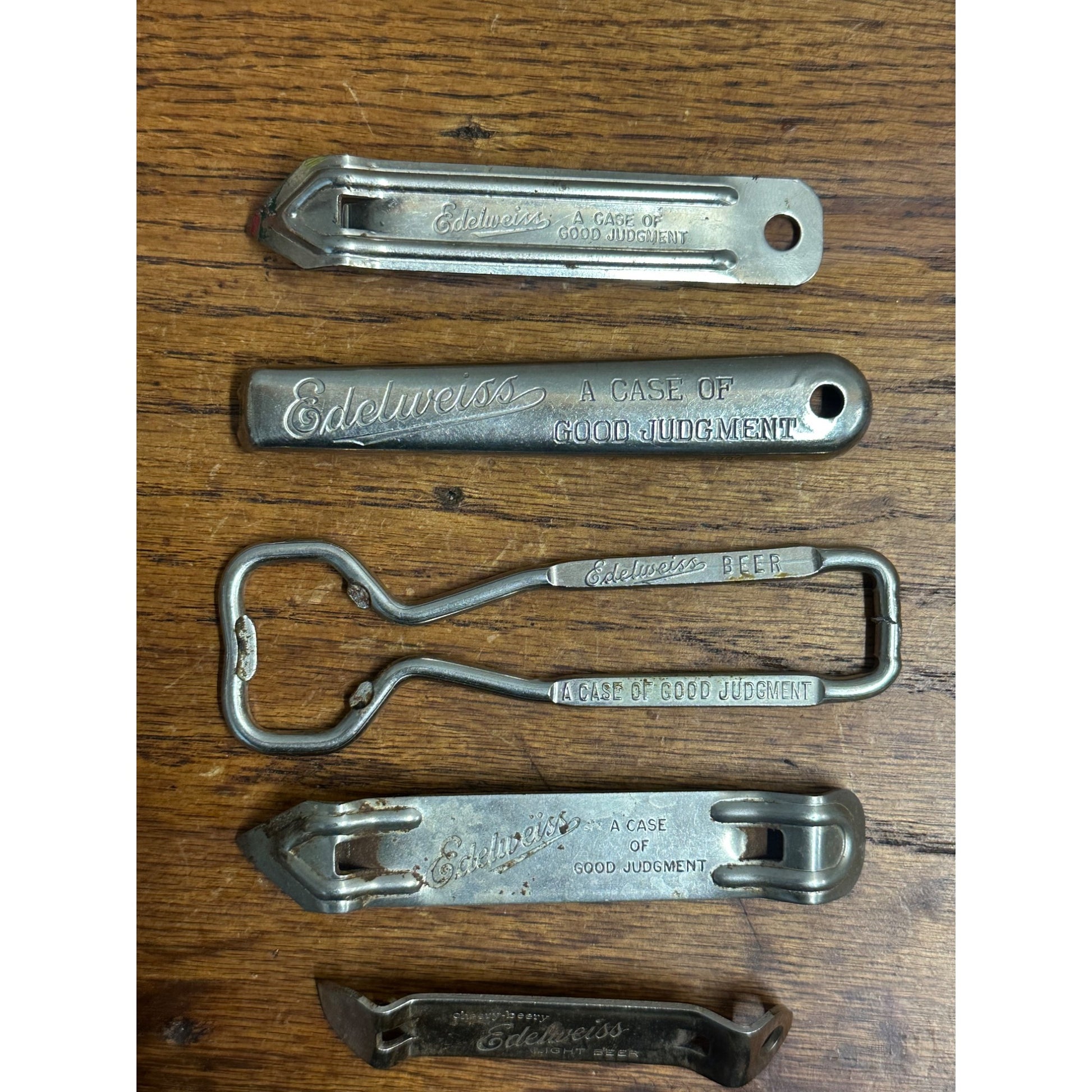 Vintage Schoenhofen Edelweiss Beer Bottle Openers Lot (6) Different