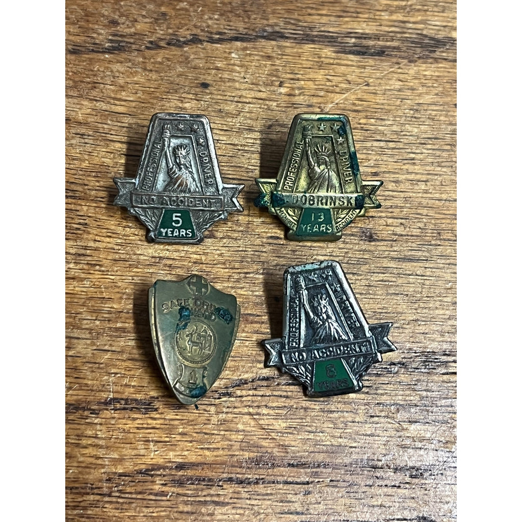 Vintage Safe Driver Taxi Award Pins Hartford Insurance Statue of Liberty Lot (4)