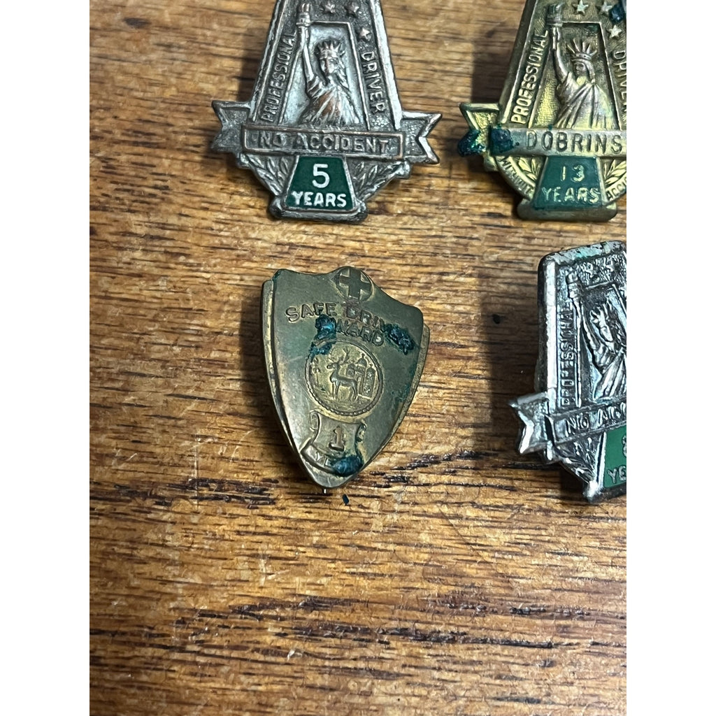 Vintage Safe Driver Taxi Award Pins Hartford Insurance Statue of Liberty Lot (4)