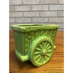 Vintage Le Bow California Planter Ceramic Wagon Carriage Cart Green