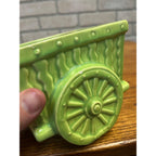 Vintage Le Bow California Planter Ceramic Wagon Carriage Cart Green