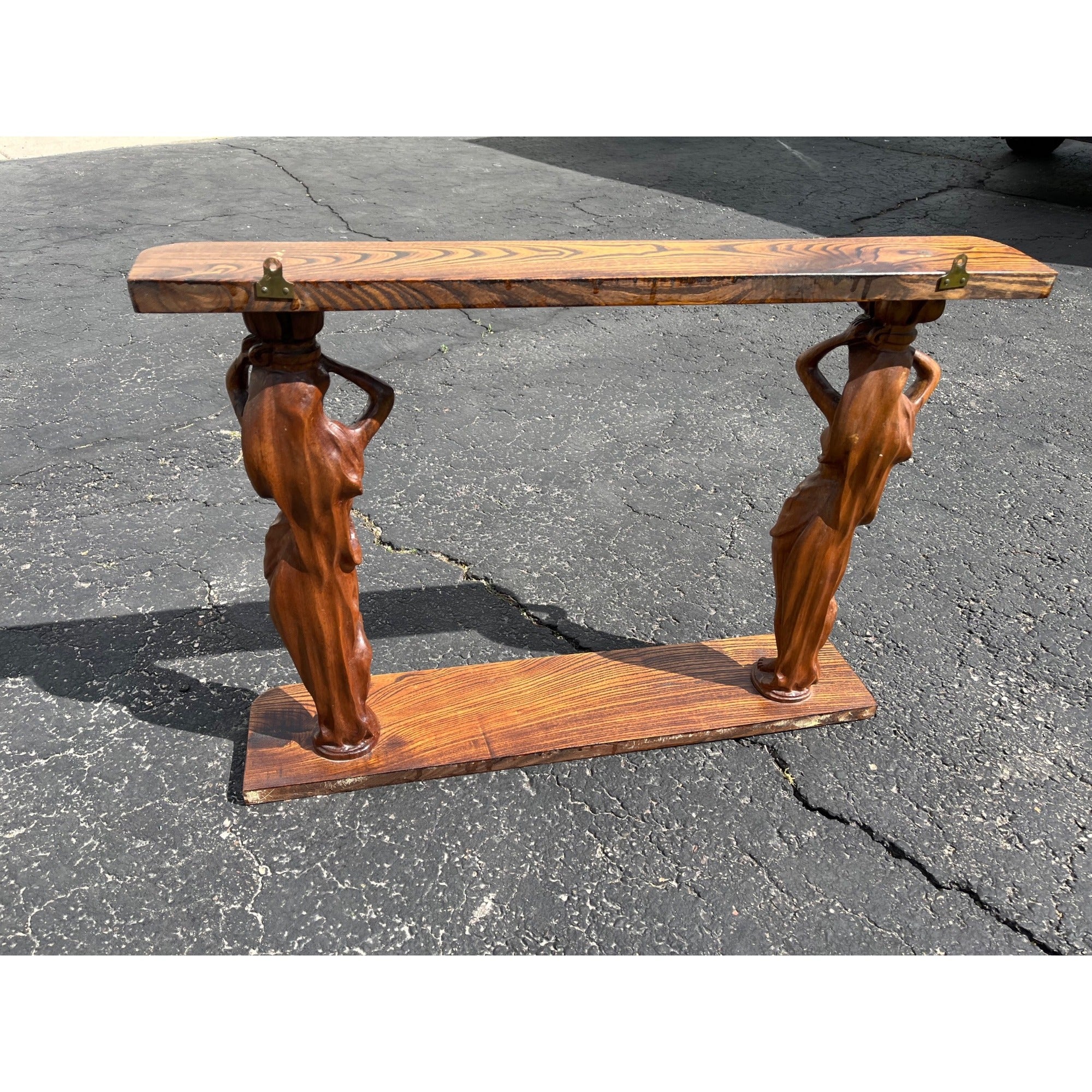 Vintage Hand-Carved Caryatid Art Nouveau Lady Wall Shelf Neoclassical / Hollywood Regency Figural Shelf