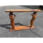 Vintage Hand-Carved Caryatid Art Nouveau Lady Wall Shelf Neoclassical / Hollywood Regency Figural Shelf