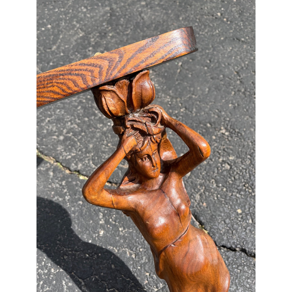 Vintage Hand-Carved Caryatid Art Nouveau Lady Wall Shelf Neoclassical / Hollywood Regency Figural Shelf
