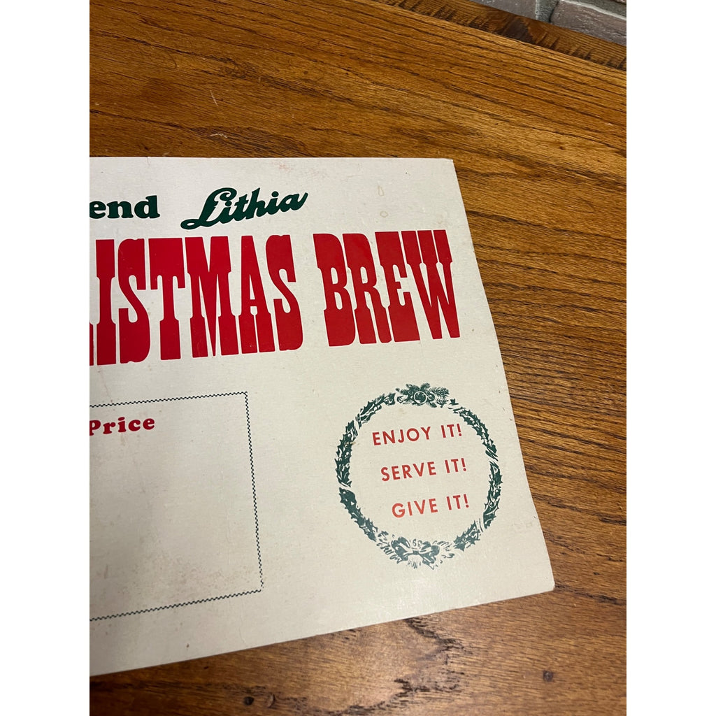 Vintage 1950s West Bend Lithia Christmas Brew Beer Advertising Bar Sign