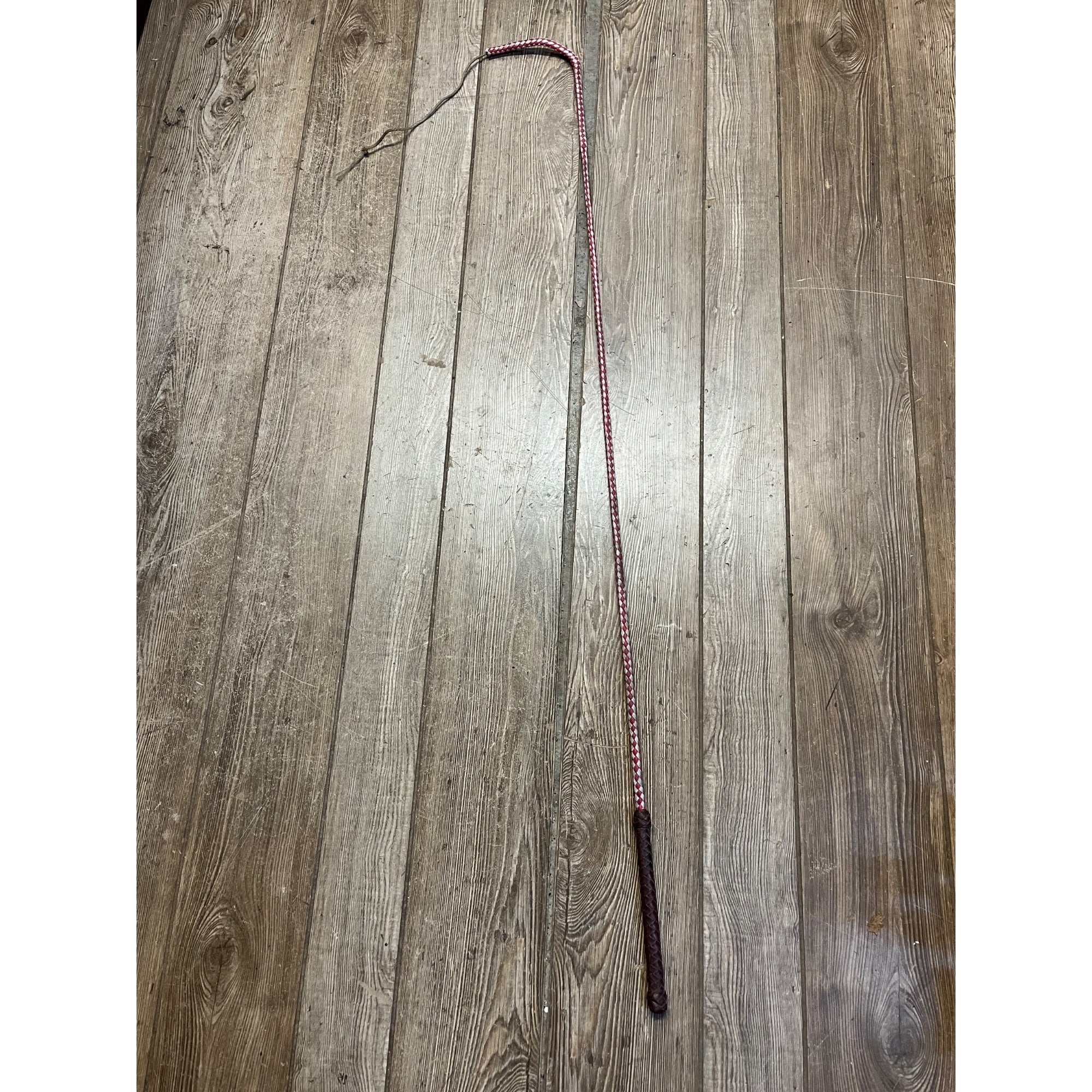 Vintage Equestrian Horse Whip Crop Braided Leather Handle Rope Lash Riding Aid