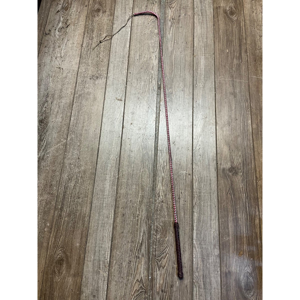 Vintage Equestrian Horse Whip Crop Braided Leather Handle Rope Lash Riding Aid