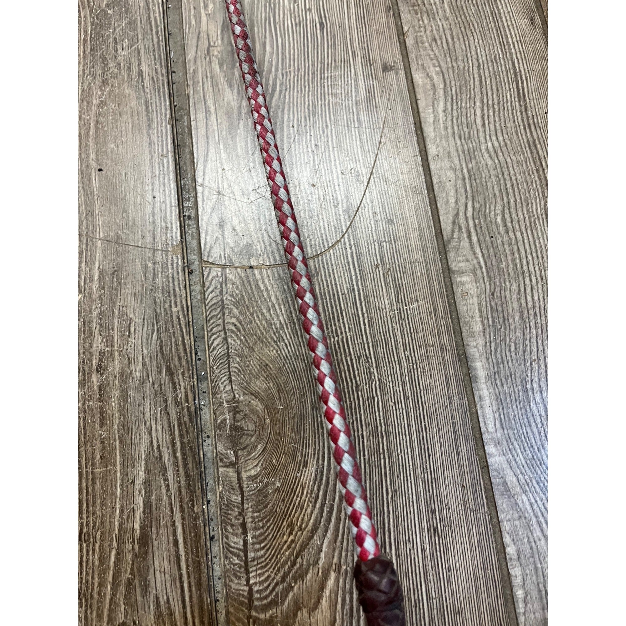 Vintage Equestrian Horse Whip Crop Braided Leather Handle Rope Lash Riding Aid