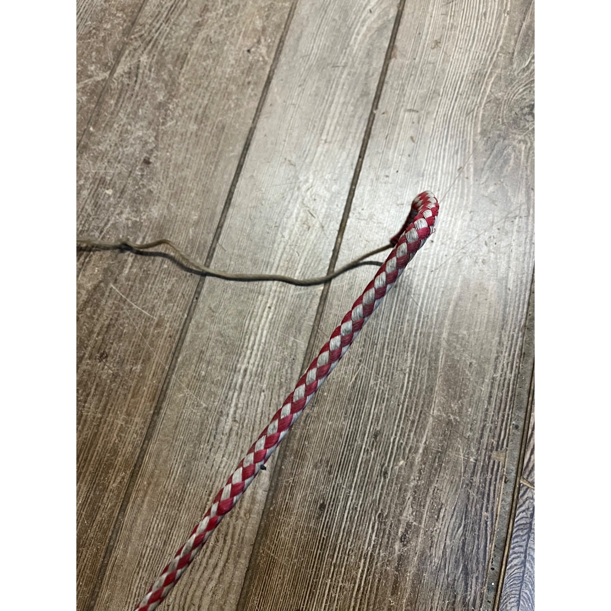 Vintage Equestrian Horse Whip Crop Braided Leather Handle Rope Lash Riding Aid