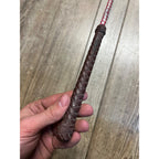Vintage Equestrian Horse Whip Crop Braided Leather Handle Rope Lash Riding Aid