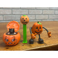 Vintage Halloween Fun World Pumpkin Toy Figure Bendable Pop-Up Squeak Toy Lot ++