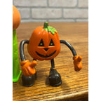 Vintage Halloween Fun World Pumpkin Toy Figure Bendable Pop-Up Squeak Toy Lot ++