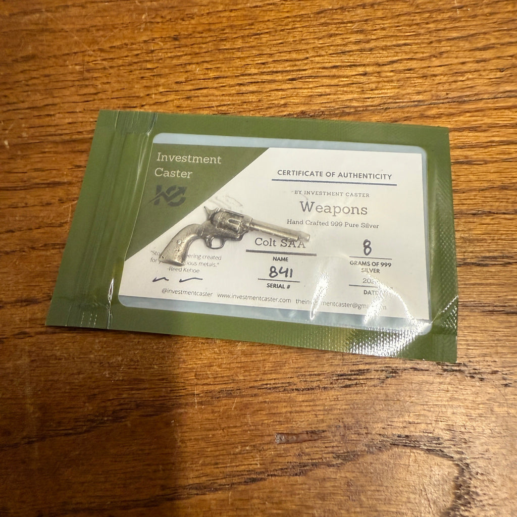 Investment Caster Weapon Revolver - 8.0 Grams of Pure Silver - COA Serial #841