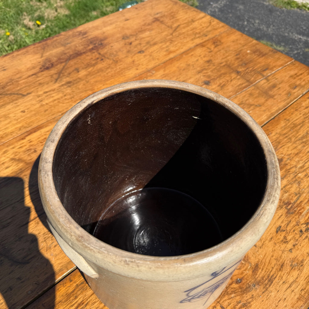 Antique 2 Gallon Stoneware Crock Cobalt Target Decoration Salt Glaze Primitive