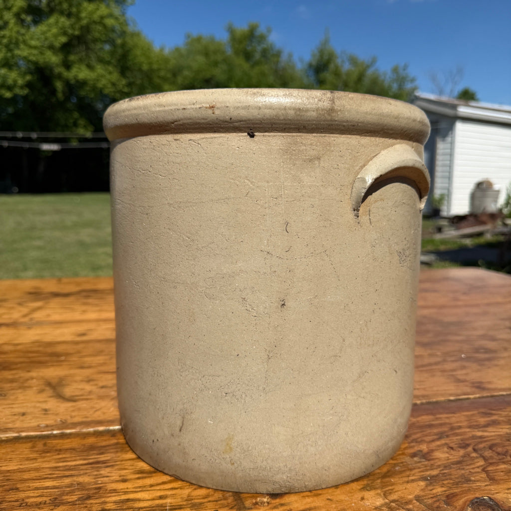 Antique 2 Gallon Stoneware Crock Cobalt Target Decoration Salt Glaze Primitive