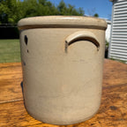 Antique 2 Gallon Stoneware Crock Cobalt Target Decoration Salt Glaze Primitive
