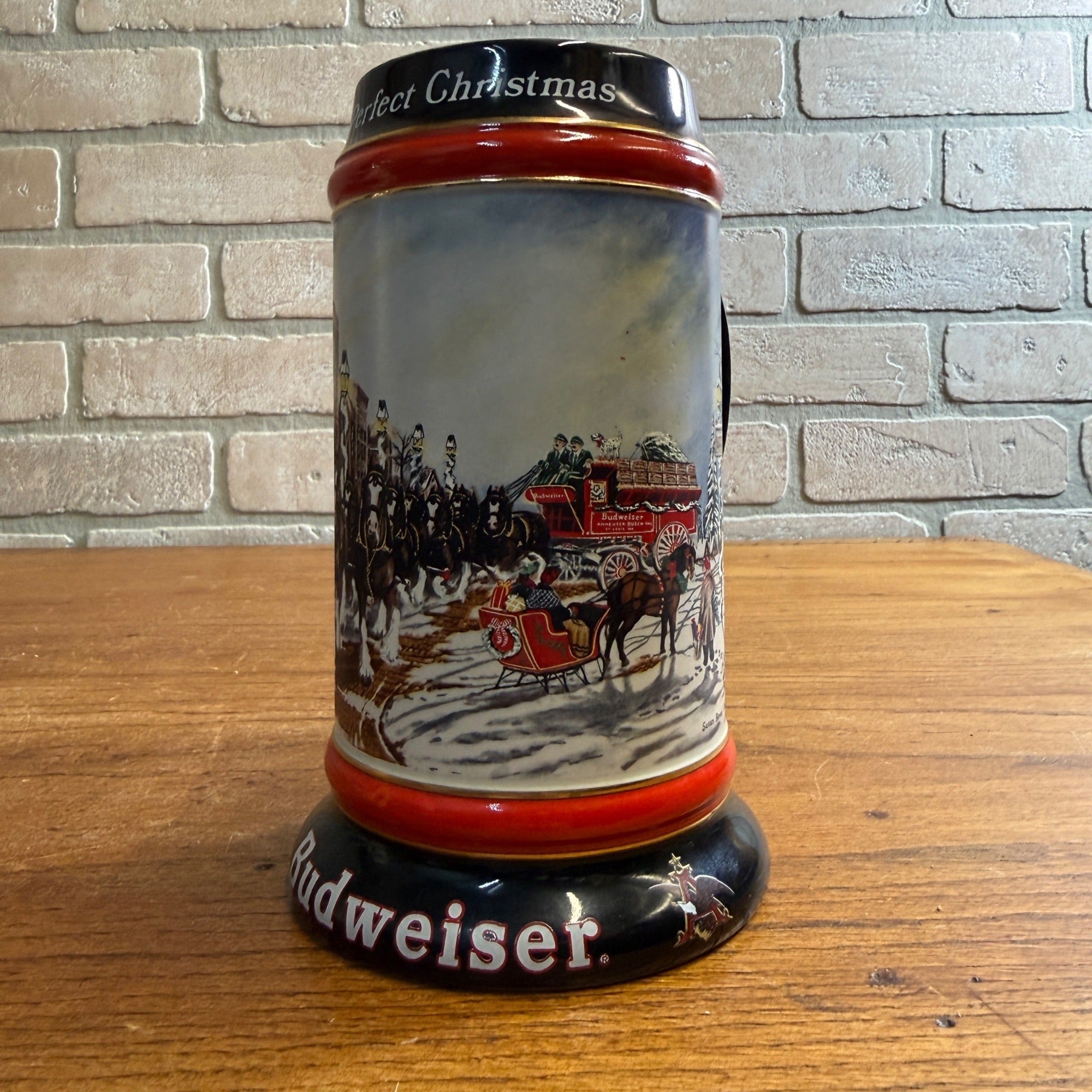 Vintage 1992 Budweiser Clydesdale Horses Beer Stein Mug Ceramic Ceramarte
