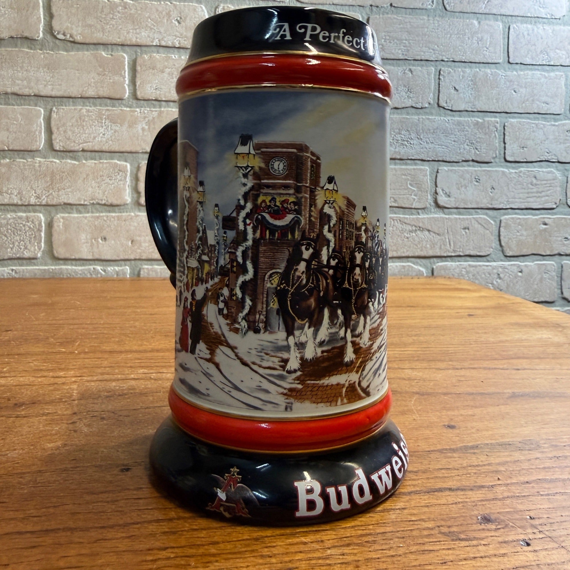 Vintage 1992 Budweiser Clydesdale Horses Beer Stein Mug Ceramic Ceramarte