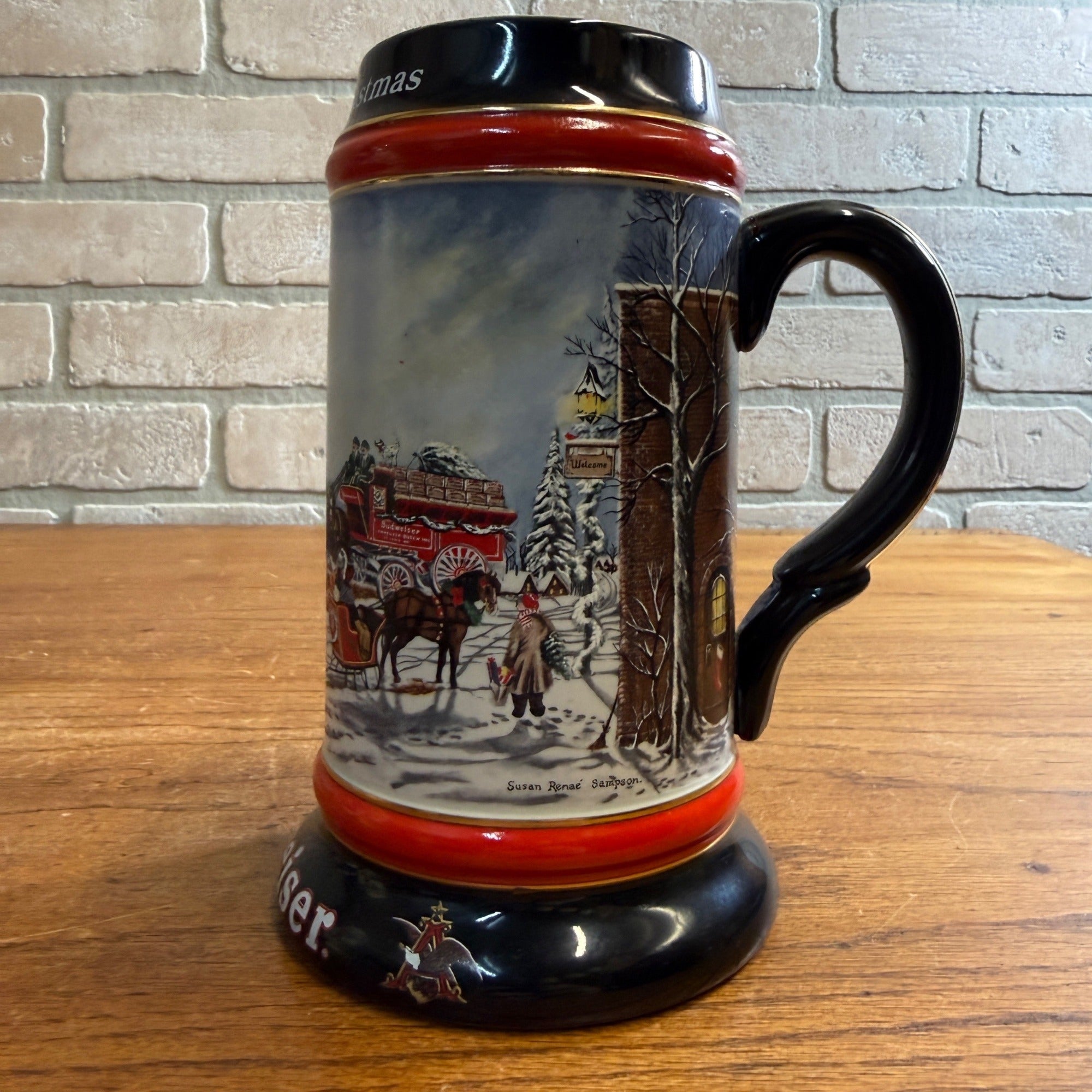 Vintage 1992 Budweiser Clydesdale Horses Beer Stein Mug Ceramic Ceramarte