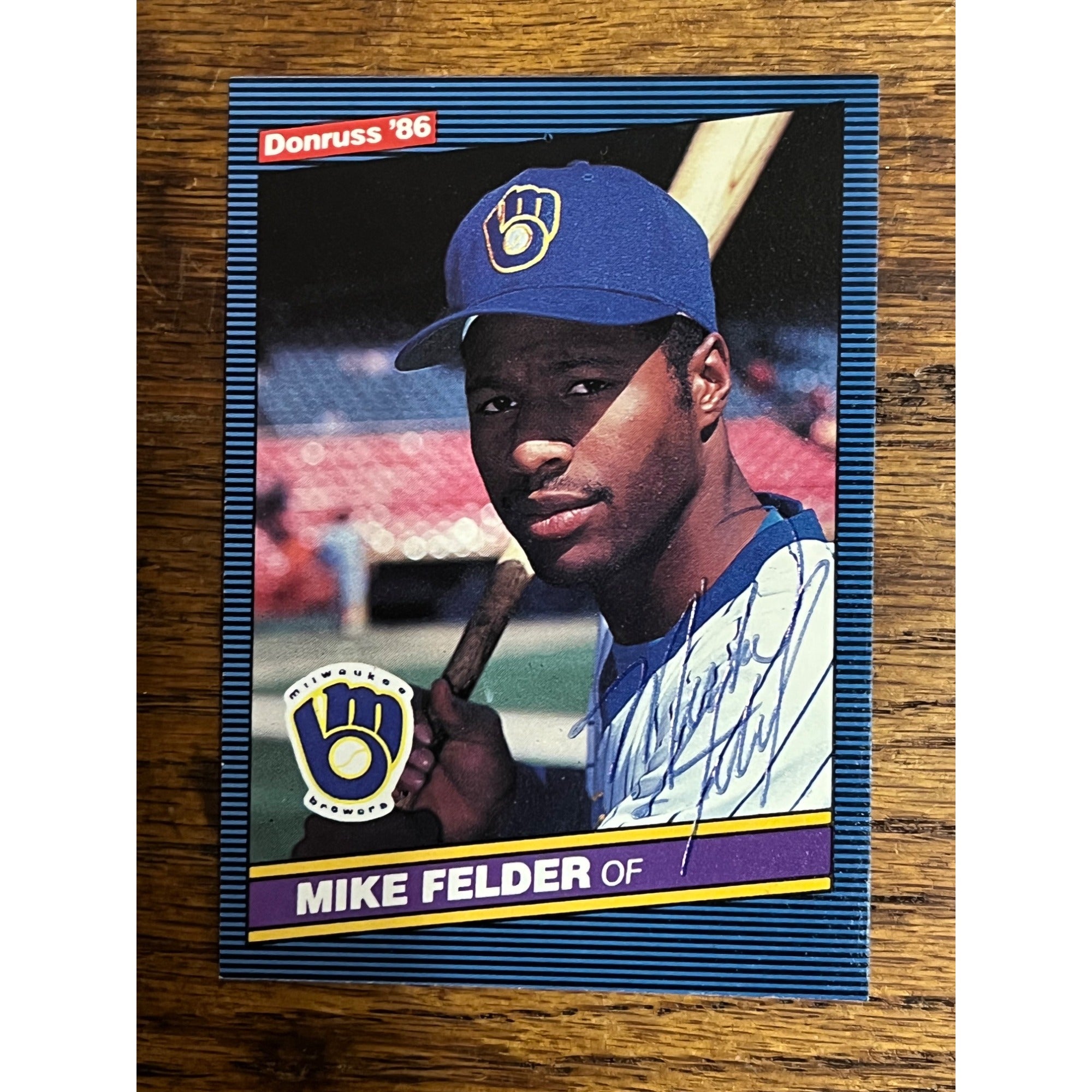 Mike Felder Milwaukee Brewers Signed Autographed Donruss 1986 Baseball Card