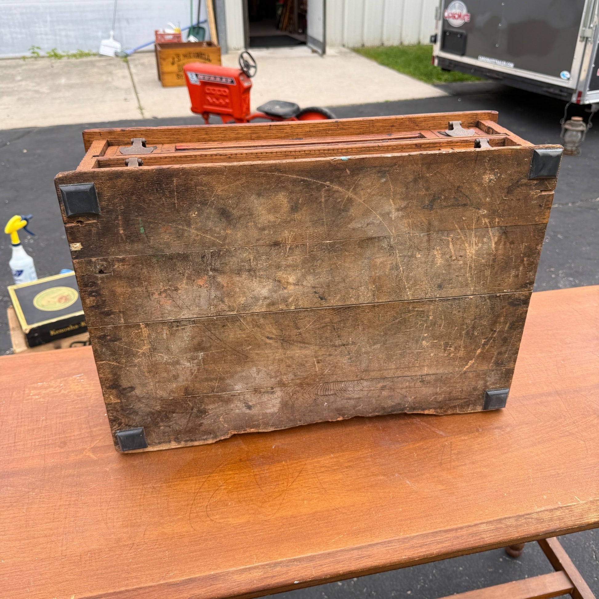Vintage J&P Coats Advertising General Store Display Cabinet Case Two-Drawer