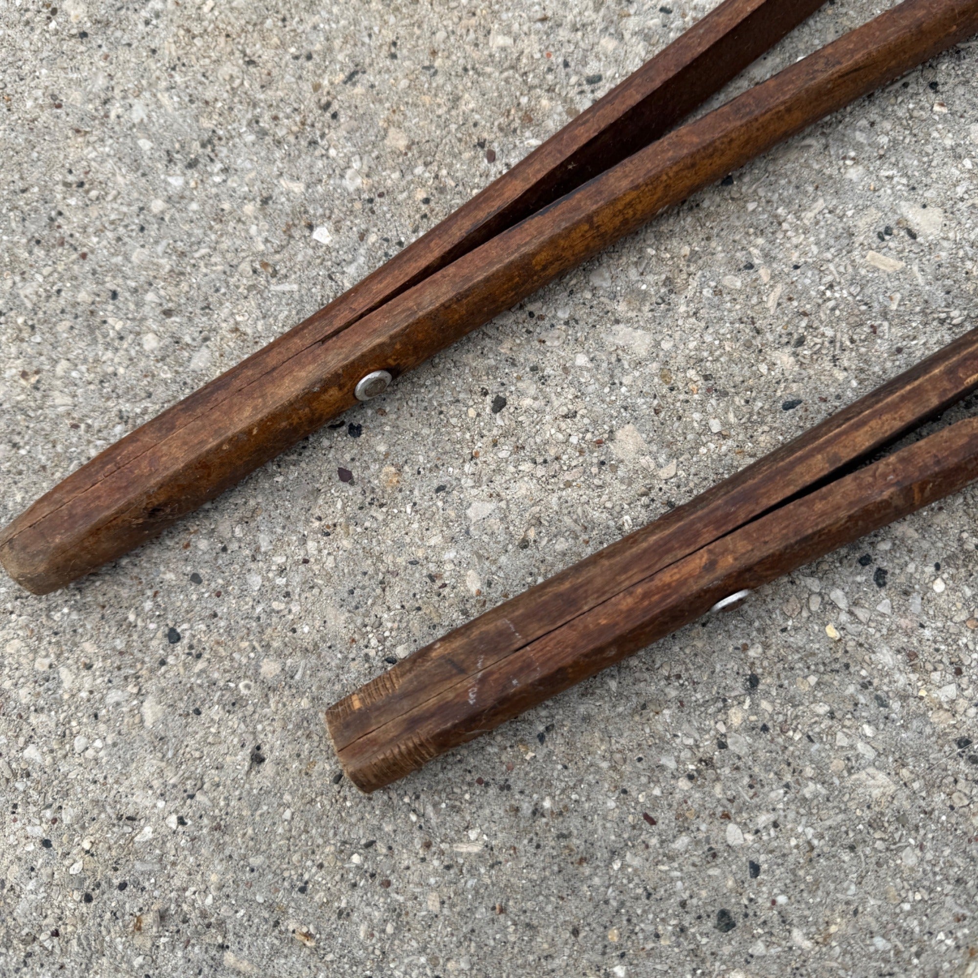 Antique Primitive Victorian 19th c. Child's Size Wooden Medical Crutches 37"