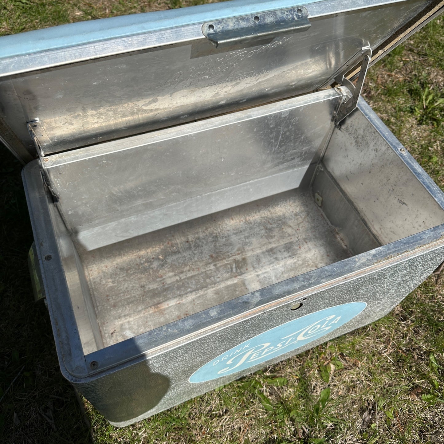 Vintage Pepsi Cola Aluminum Padded Cooler Chest Baby Blue Advertising Soda