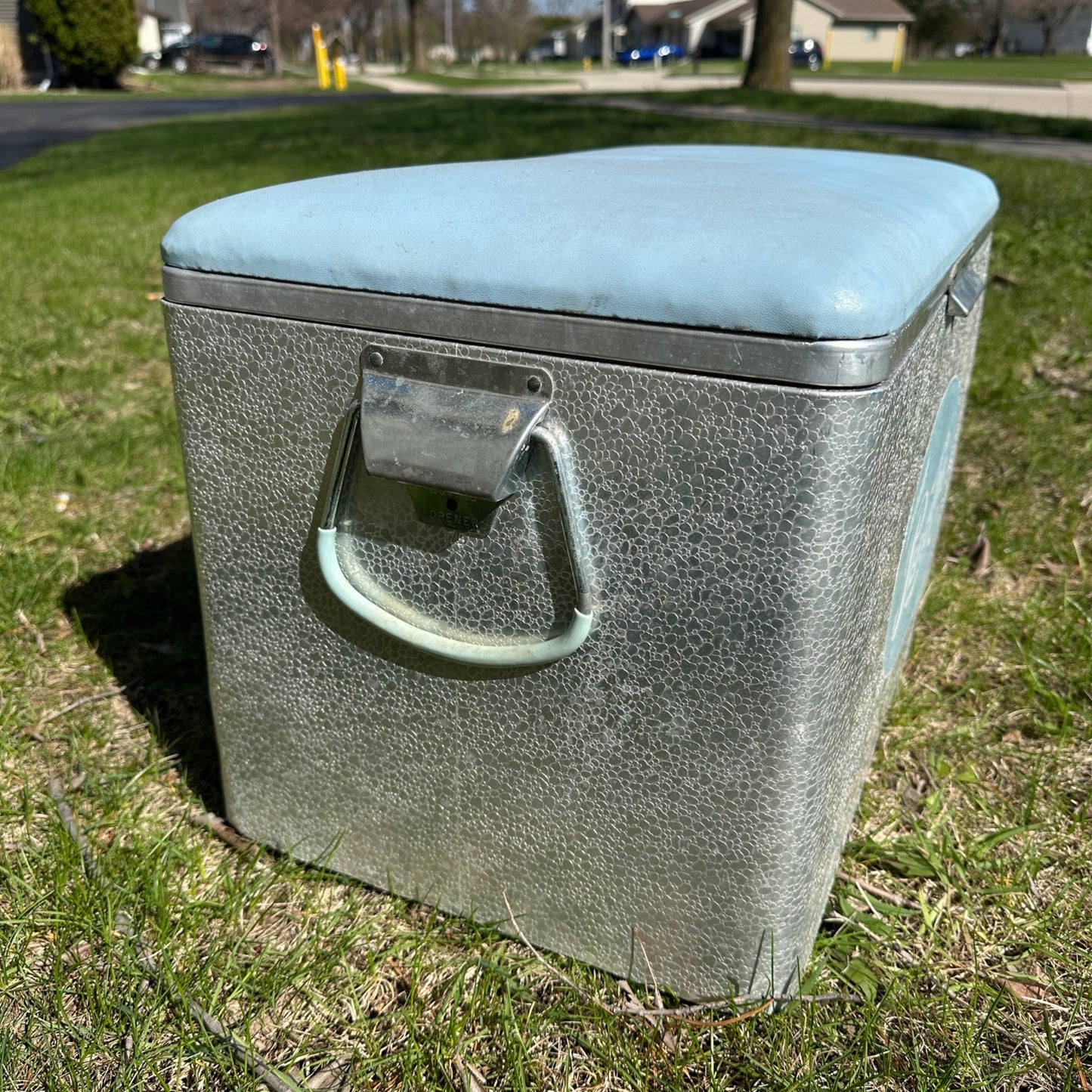 Vintage Pepsi Cola Aluminum Padded Cooler Chest Baby Blue Advertising Soda