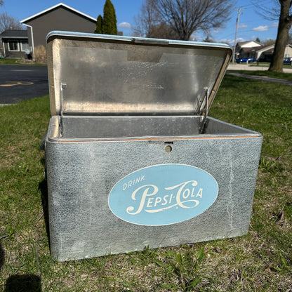 Vintage Pepsi Cola Aluminum Padded Cooler Chest Baby Blue Advertising Soda