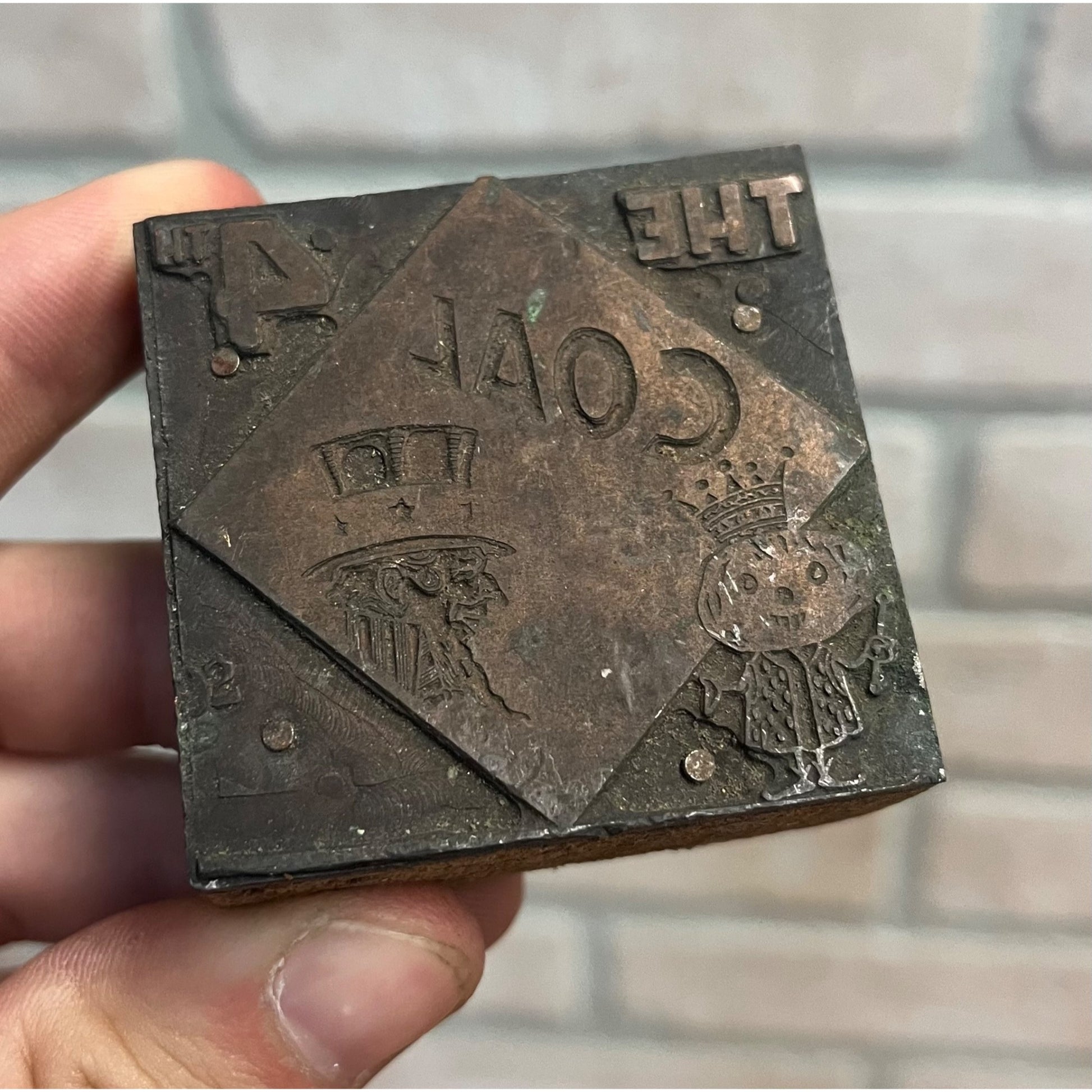 Vintage Letterpress Printing Block Old King Coal Advertising Copper Uncle Sam