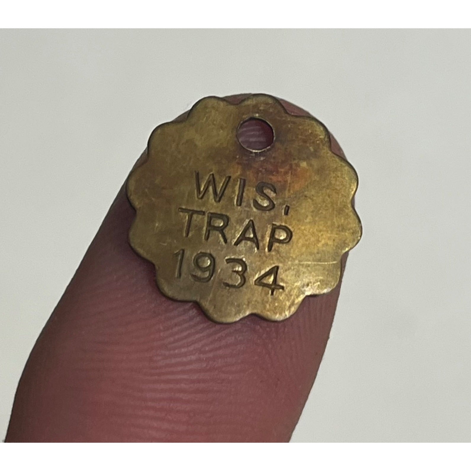Vintage 1934 Wisconsin Trap Tag Trapping Hunting License