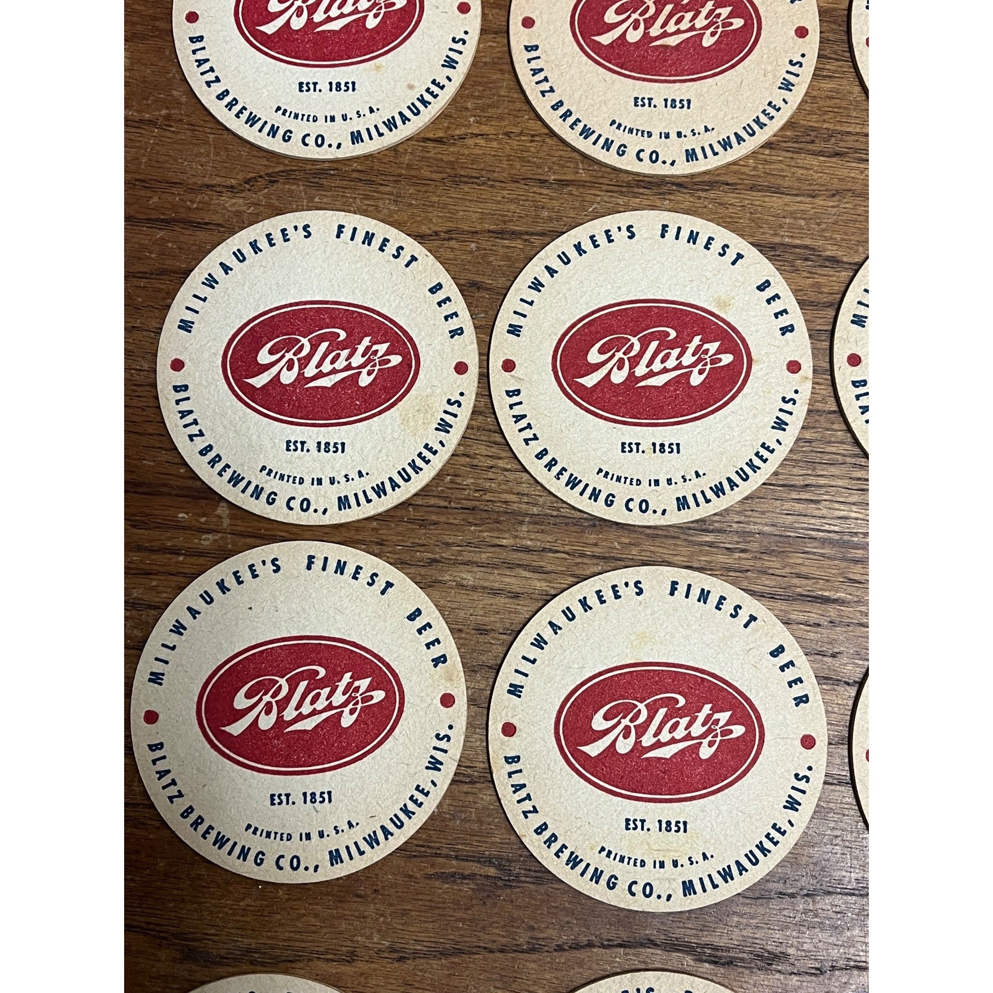 Vintage 1940s Blatz Beer Milwaukee Round 3.5" Bar Coasters Set (12) Wis WI