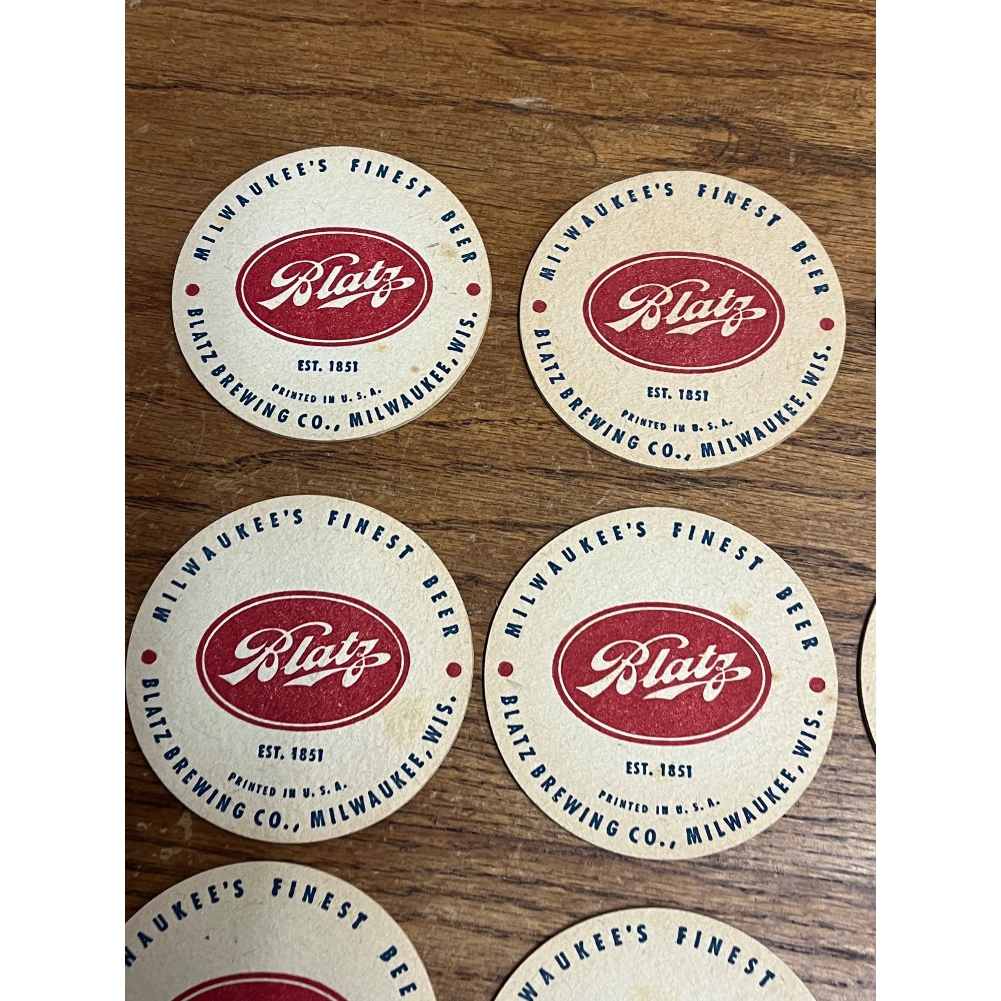 Vintage 1940s Blatz Beer Milwaukee Round 3.5" Bar Coasters Set (12) Wis WI