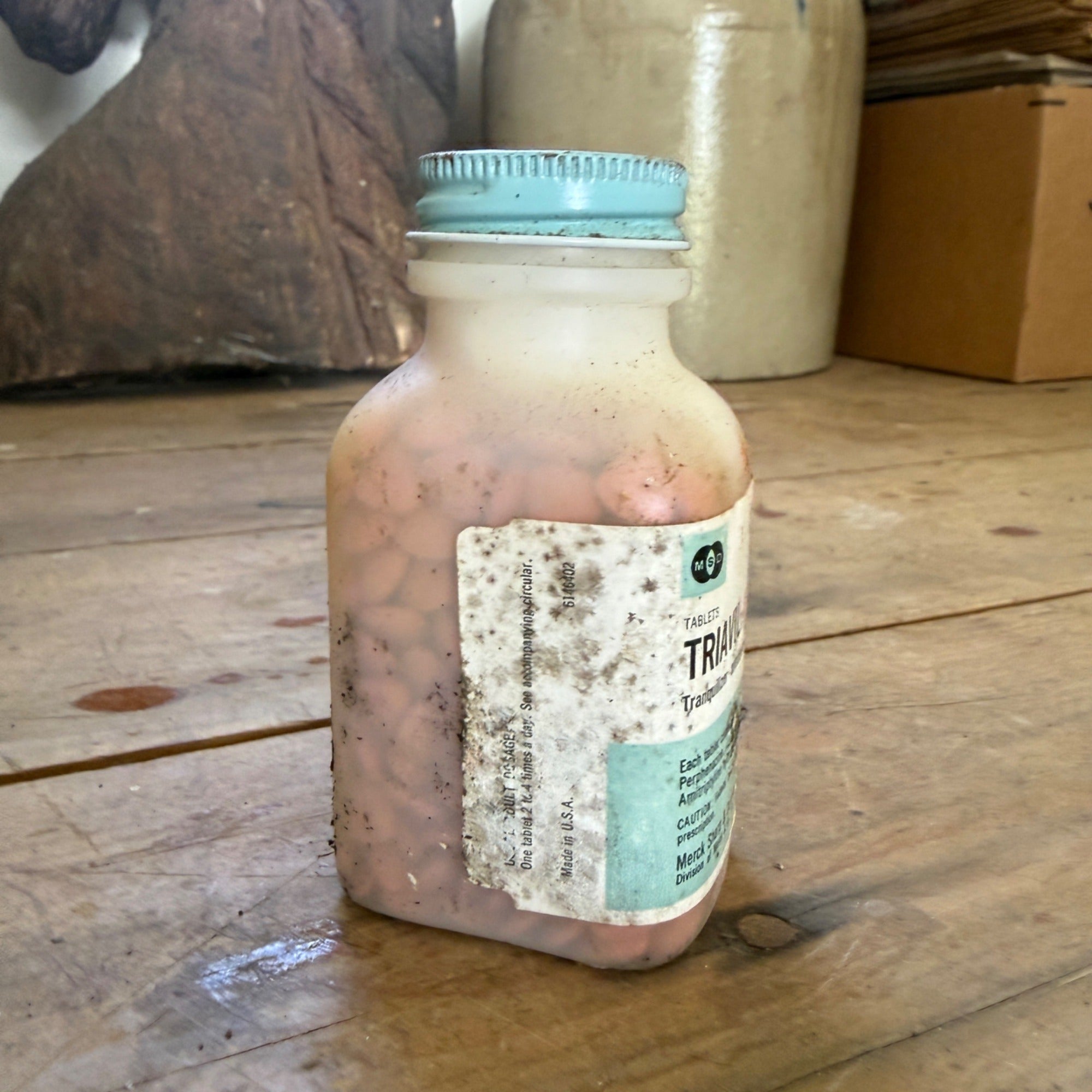 Vintage MSD Triavil 4-10 Medicine Bottle Merck Sharp Dohme Drug Store Display