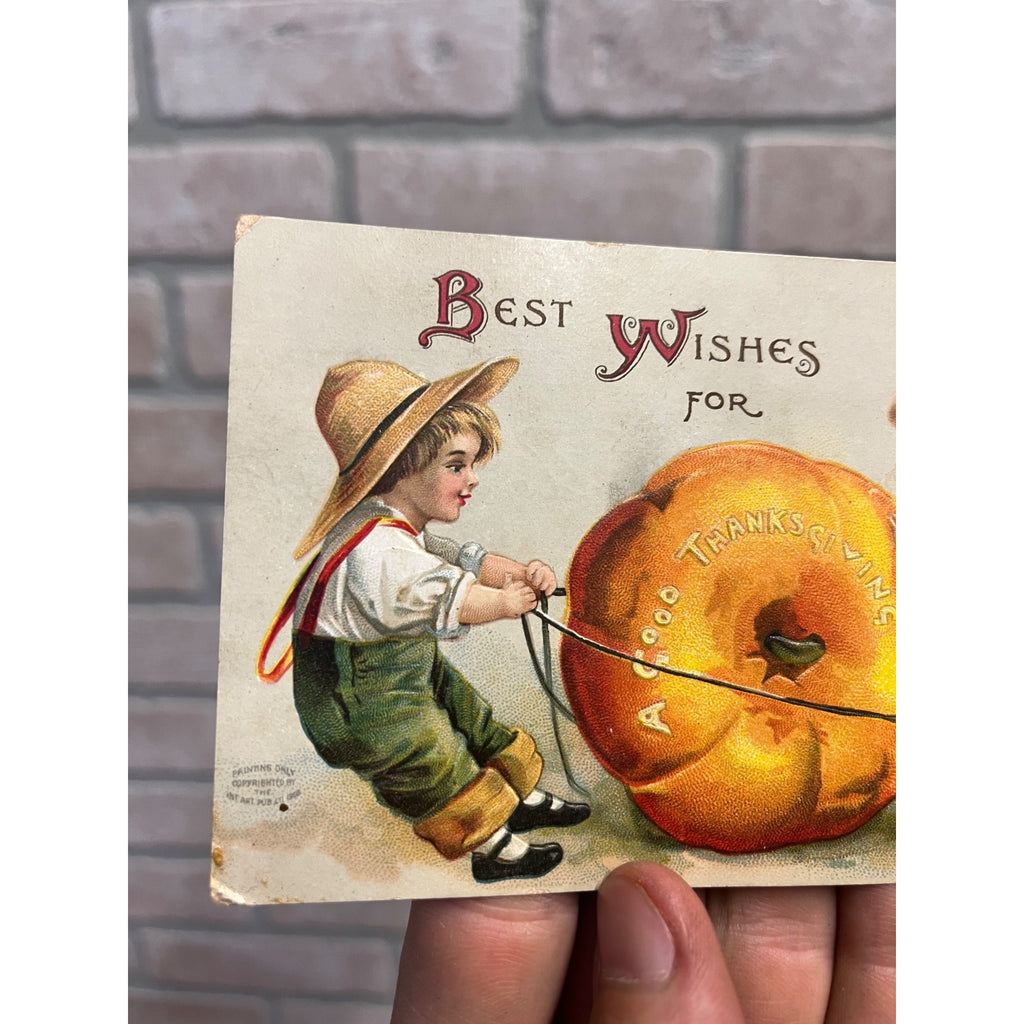 Vintage Ellen Clapsaddle Thanksgiving Postcard Int'l Art Children  Pumpkin
