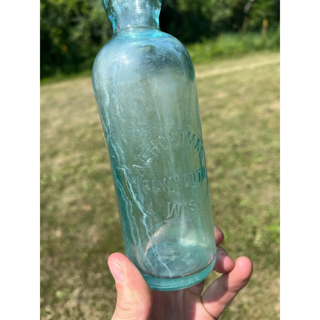 Vintage A.L. Hostman Plymouth Wis Wisconsin Hutchinson Soda Bottle Hutch Blob