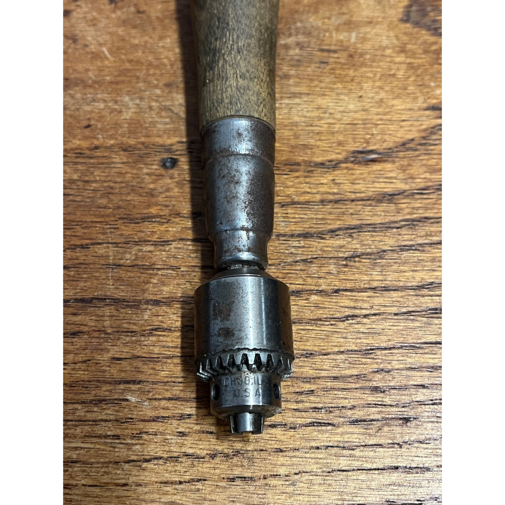 Vintage Antique Wood Handle Hand Drill Auger Chuck Supreme Chuck Chicago 5/32