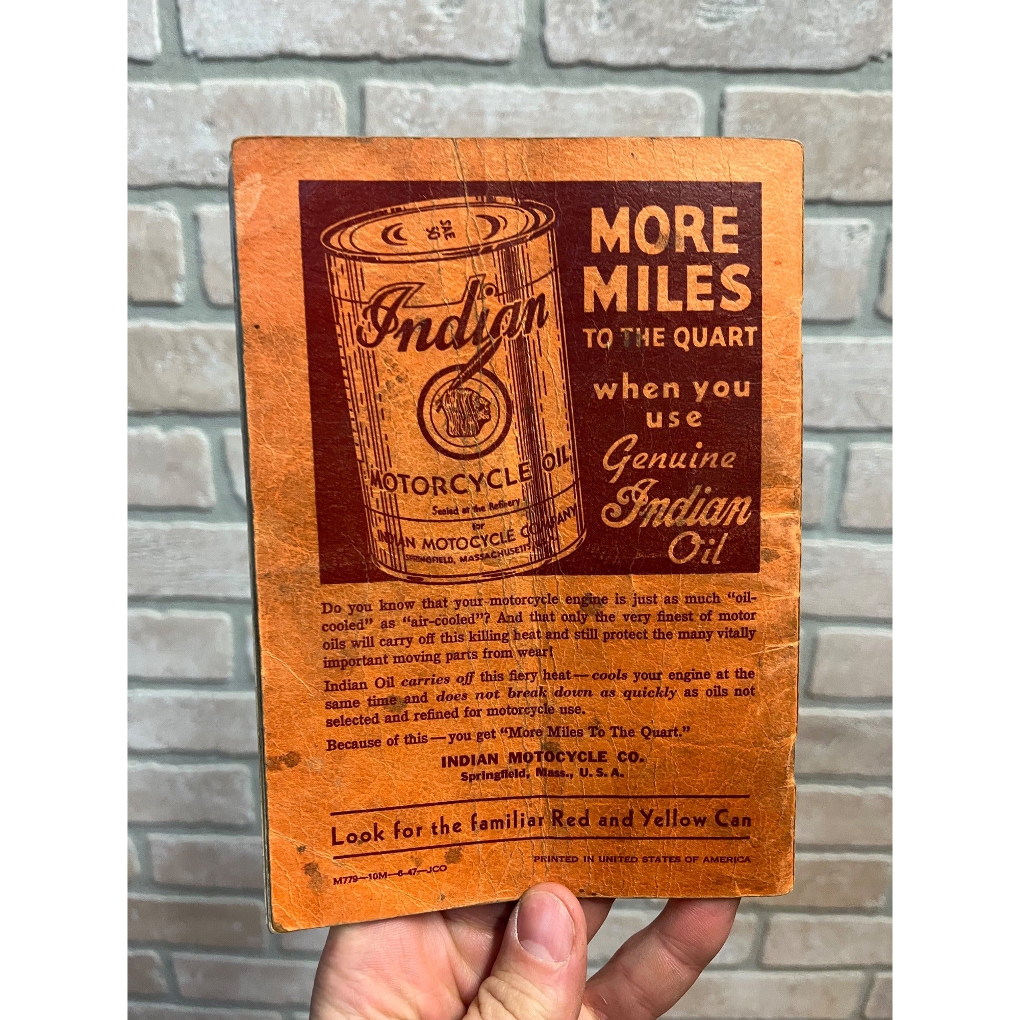 Authentic Original Vintage 1947 Indian Riders Motorcycle Instruction Book