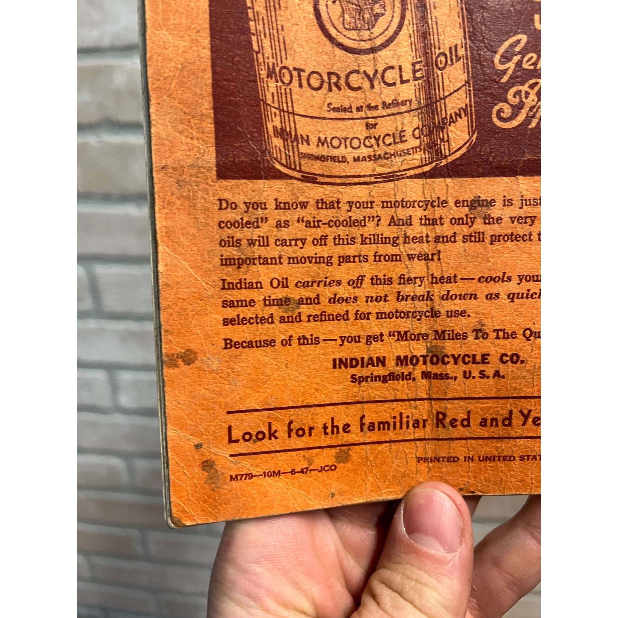 Authentic Original Vintage 1947 Indian Riders Motorcycle Instruction Book