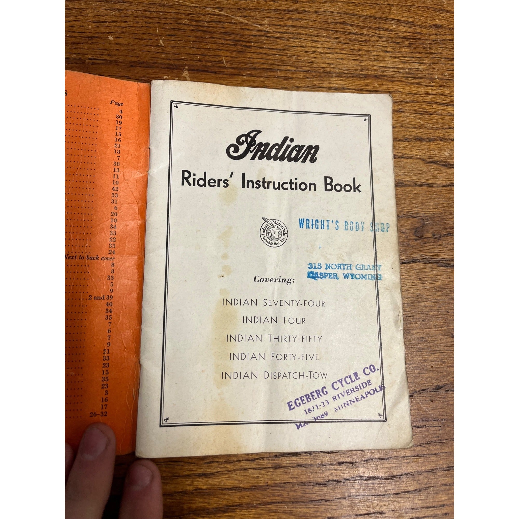 Authentic Original Vintage 1947 Indian Riders Motorcycle Instruction Book