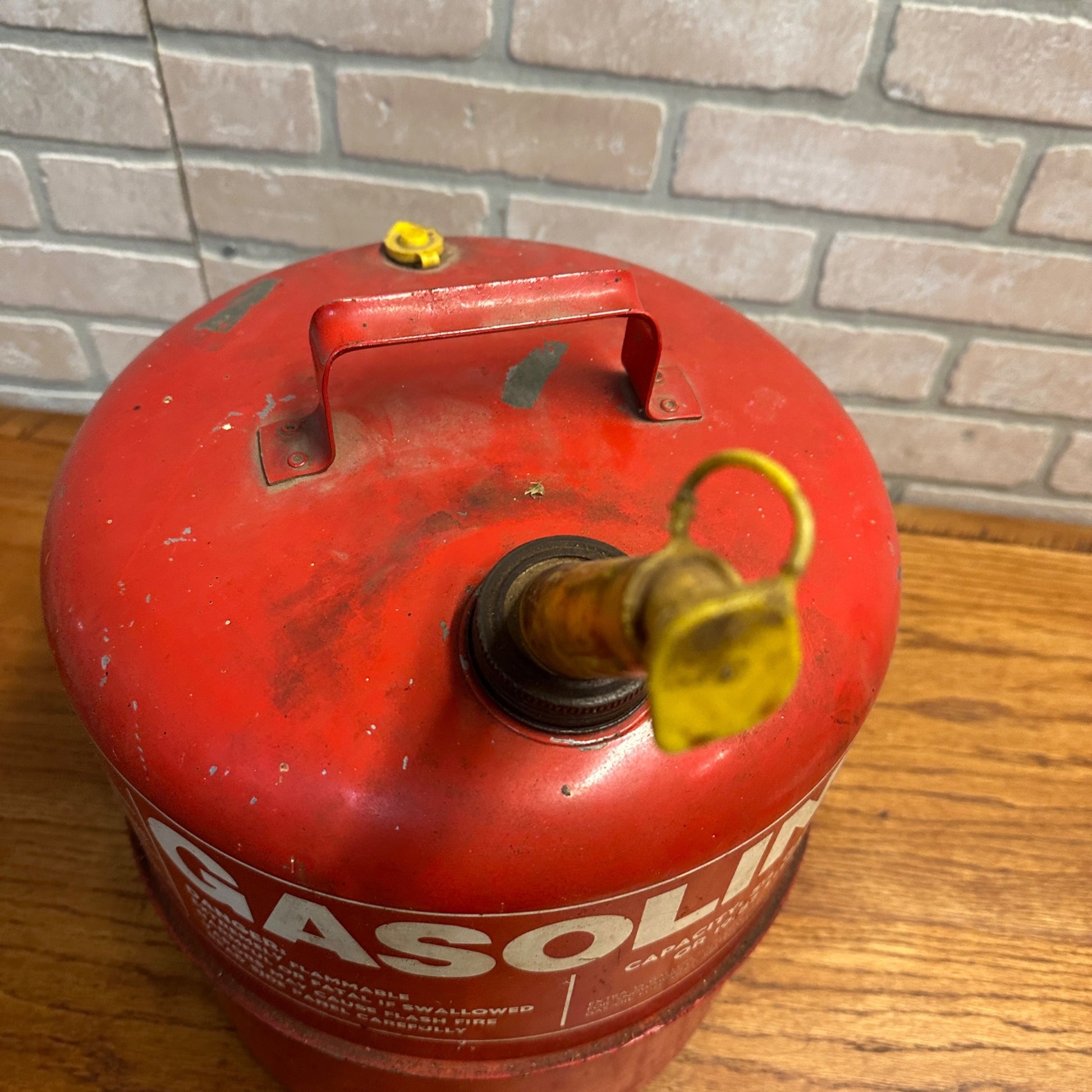Vintage Chilton Vented Metal Red 5 1/4 Gallon Fuel/Gas Can With Spout