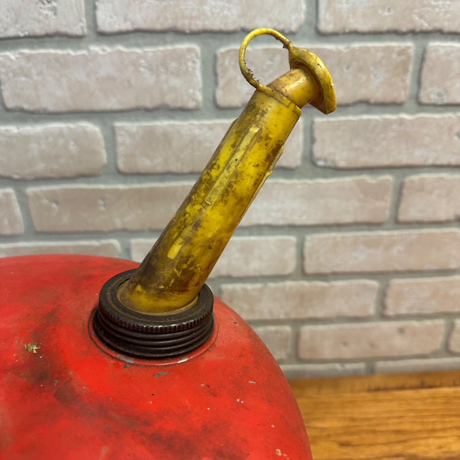 Vintage Chilton Vented Metal Red 5 1/4 Gallon Fuel/Gas Can With Spout
