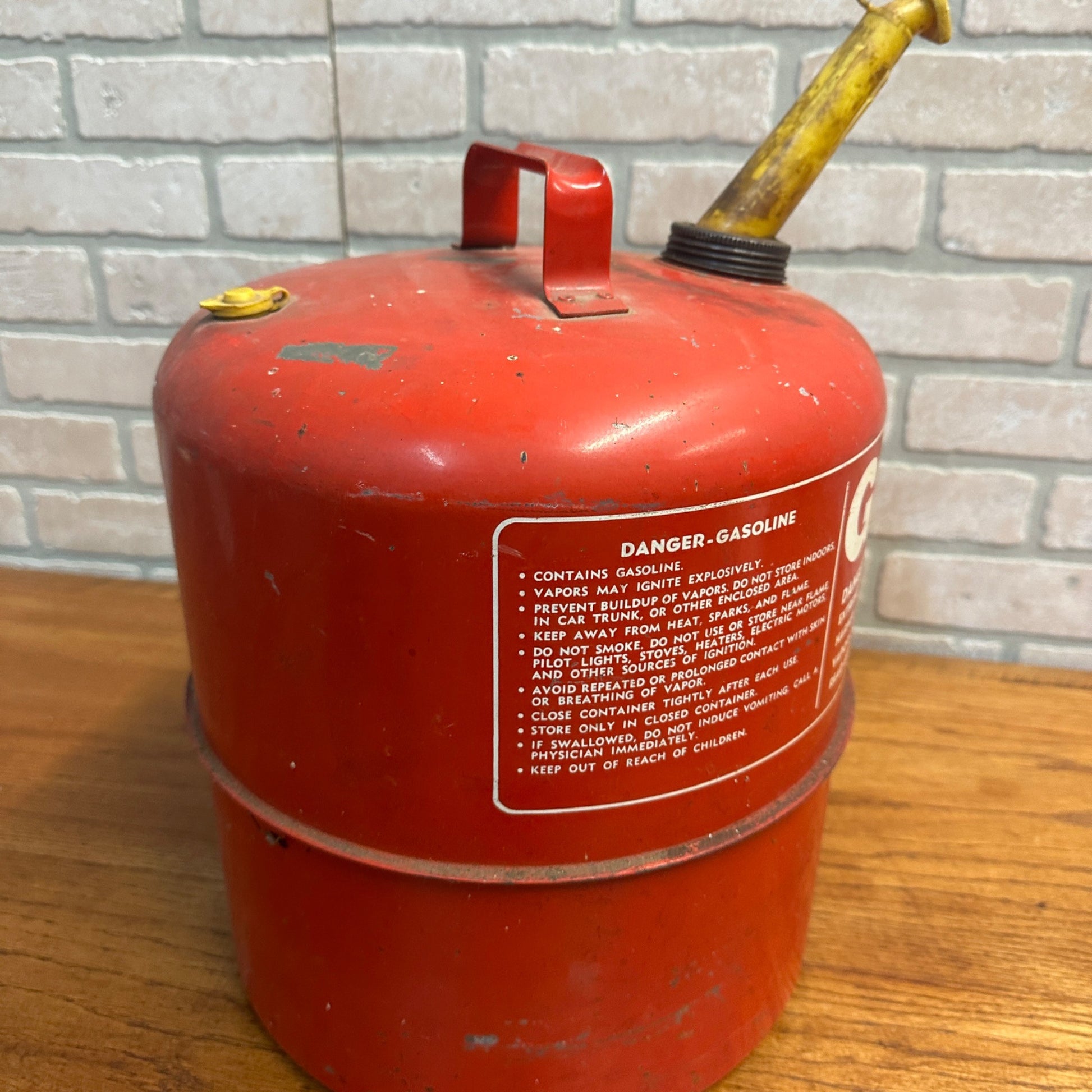 Vintage Chilton Vented Metal Red 5 1/4 Gallon Fuel/Gas Can With Spout