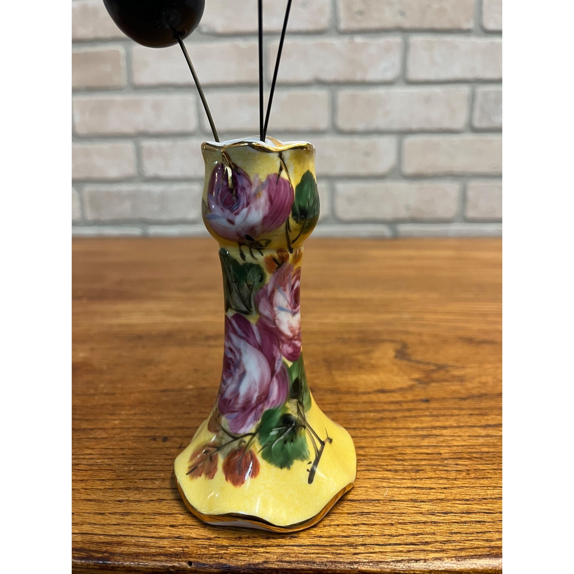 Vintage Limoges Hand Painted Porcelain Hat / Hair Pin Holder w/ Victorian Pins Ornate