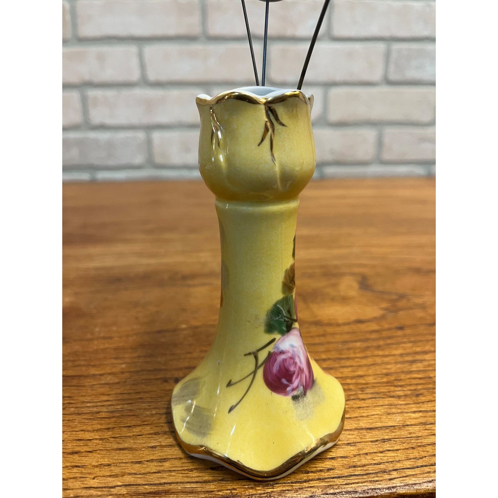 Vintage Limoges Hand Painted Porcelain Hat / Hair Pin Holder w/ Victorian Pins Ornate