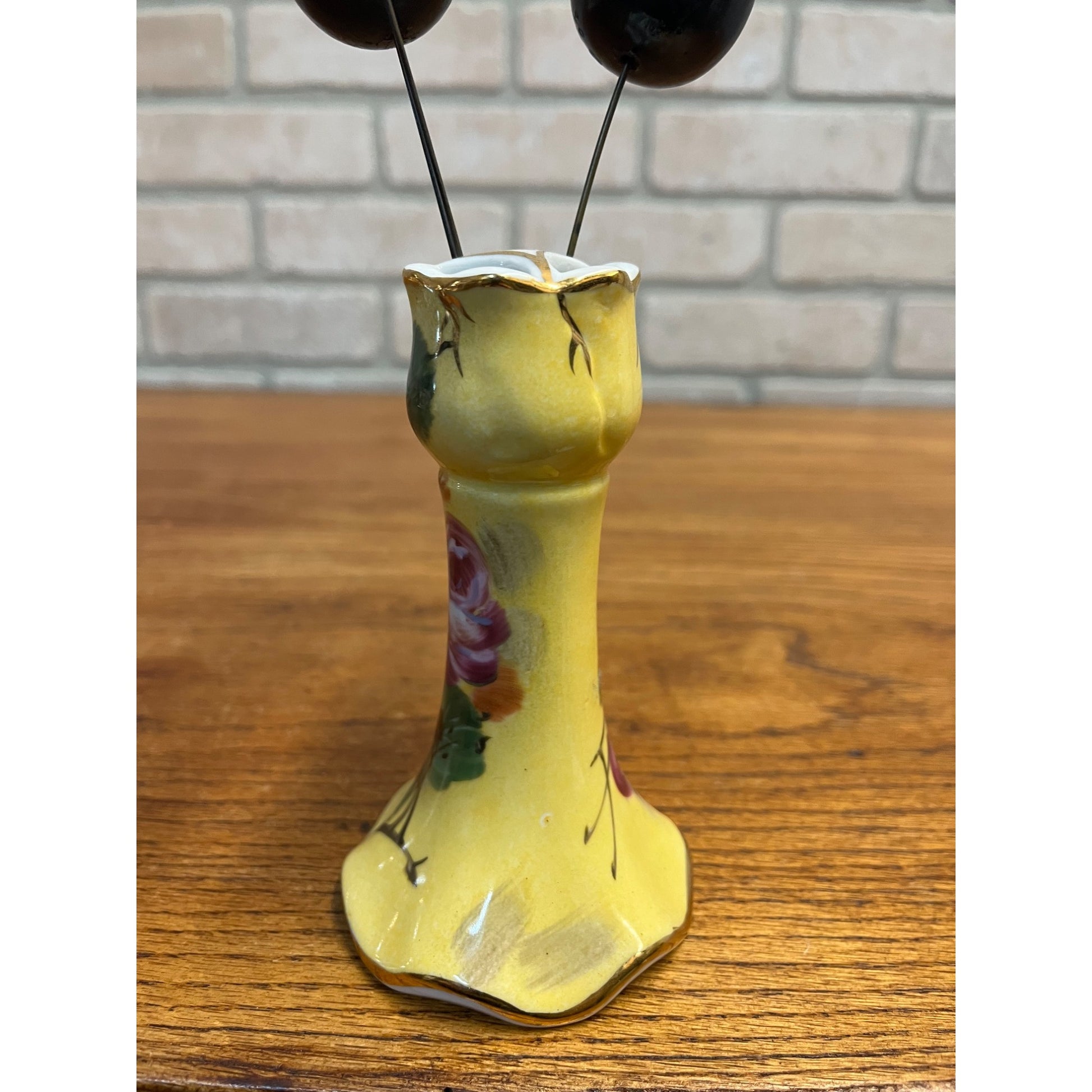 Vintage Limoges Hand Painted Porcelain Hat / Hair Pin Holder w/ Victorian Pins Ornate