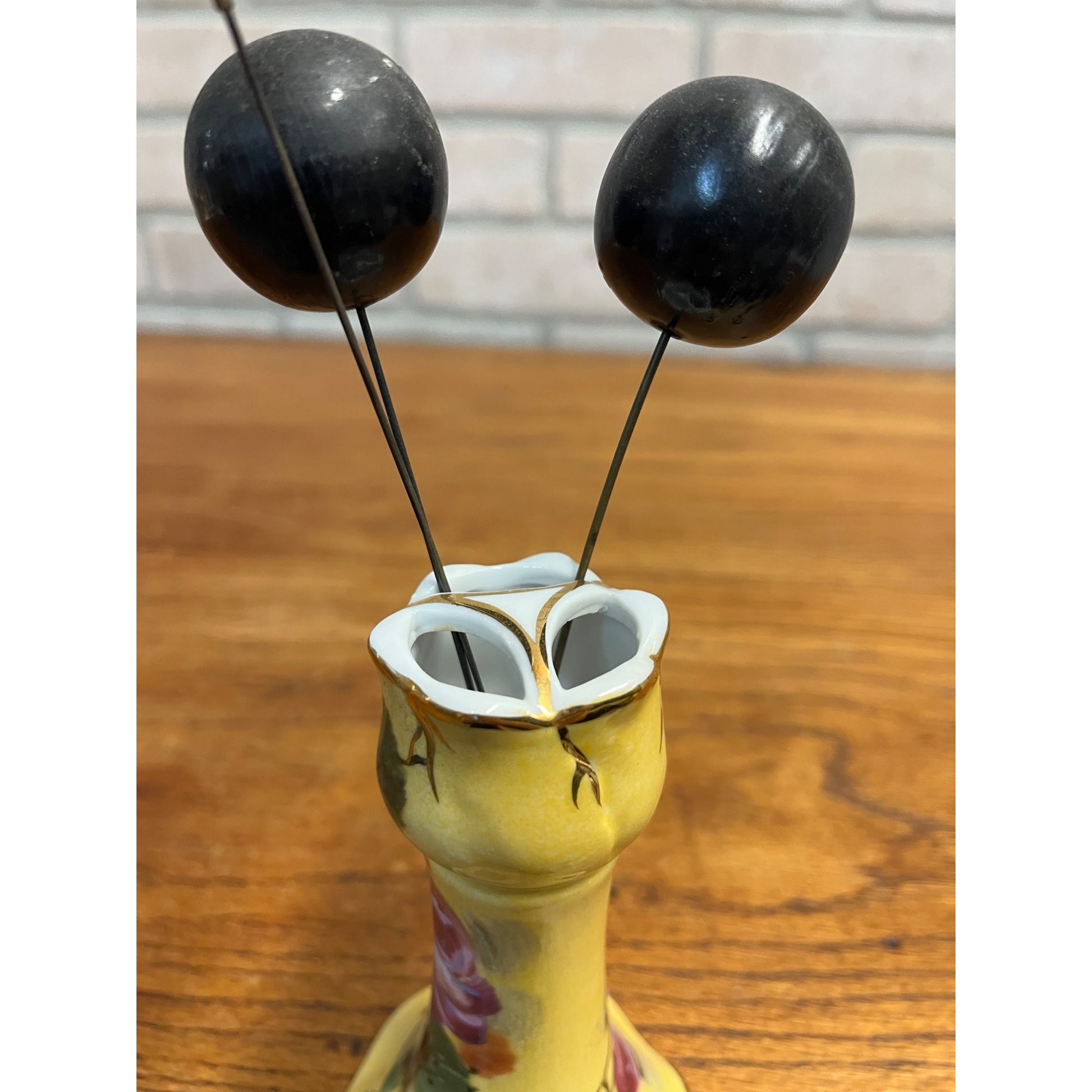 Vintage Limoges Hand Painted Porcelain Hat / Hair Pin Holder w/ Victorian Pins Ornate