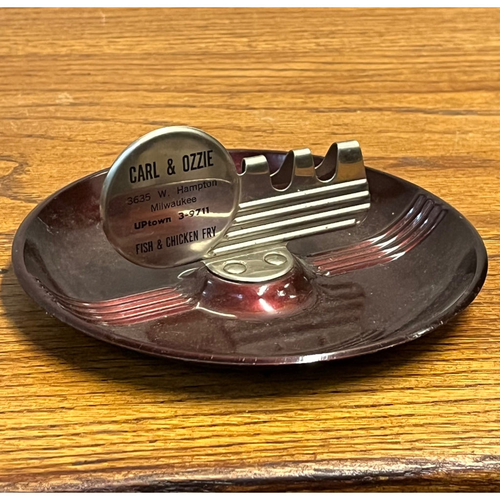 Vintage Milwaukee Bar Advertising Ashtray: Carl & Ozzie Fish & Chicken Fry