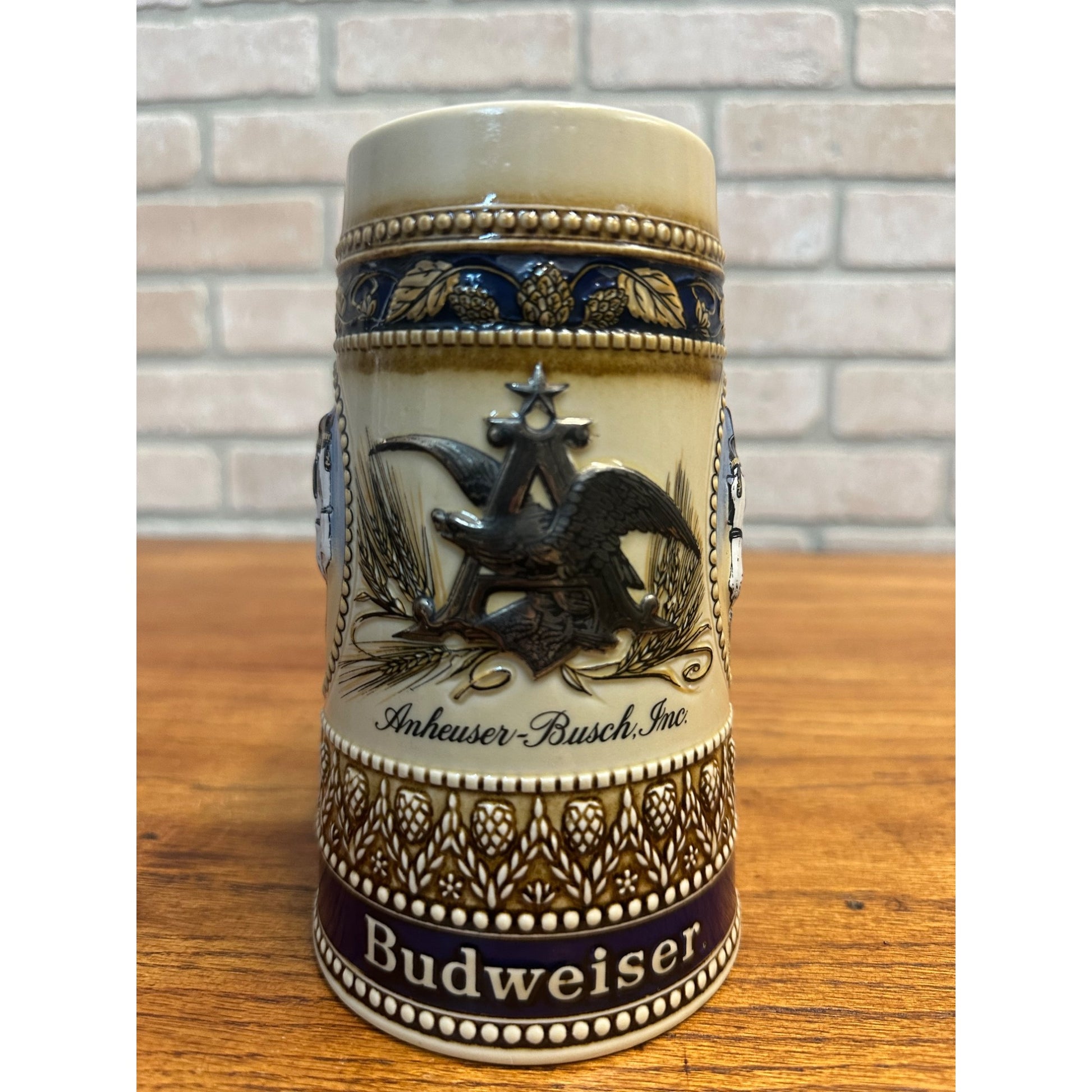 Vintage 1987 Budweiser Stein Clydesdales Holiday Beer Mug 3D Ceramarte Brazil
