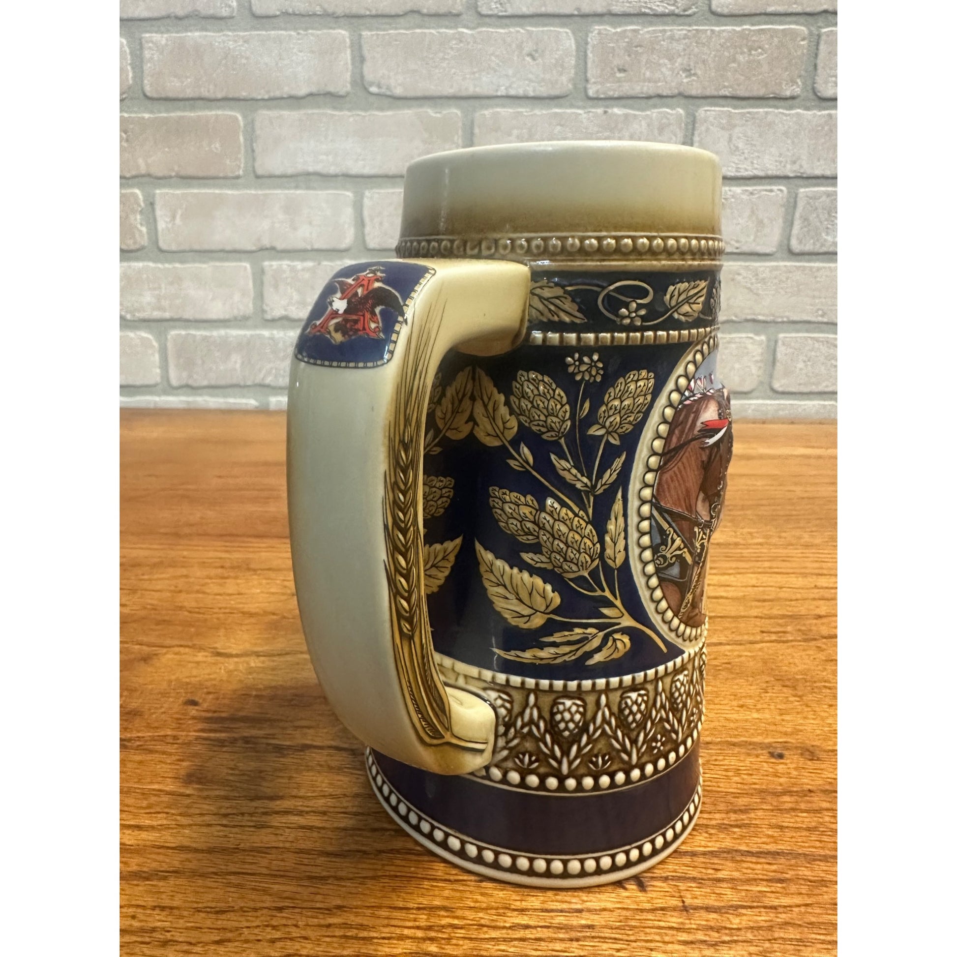 Vintage 1987 Budweiser Stein Clydesdales Holiday Beer Mug 3D Ceramarte Brazil